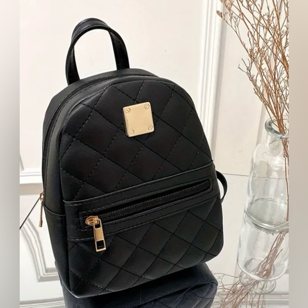 Vegan Leather Quilted Women Mini Backpack Crossbody Shoulder Bag NEW w/ DUSTBAG